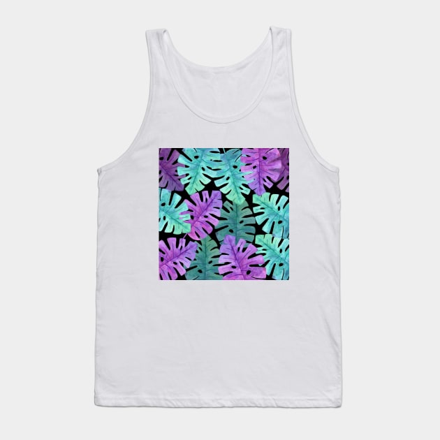 Monstera Plant Purple Green Tank Top by Live Together